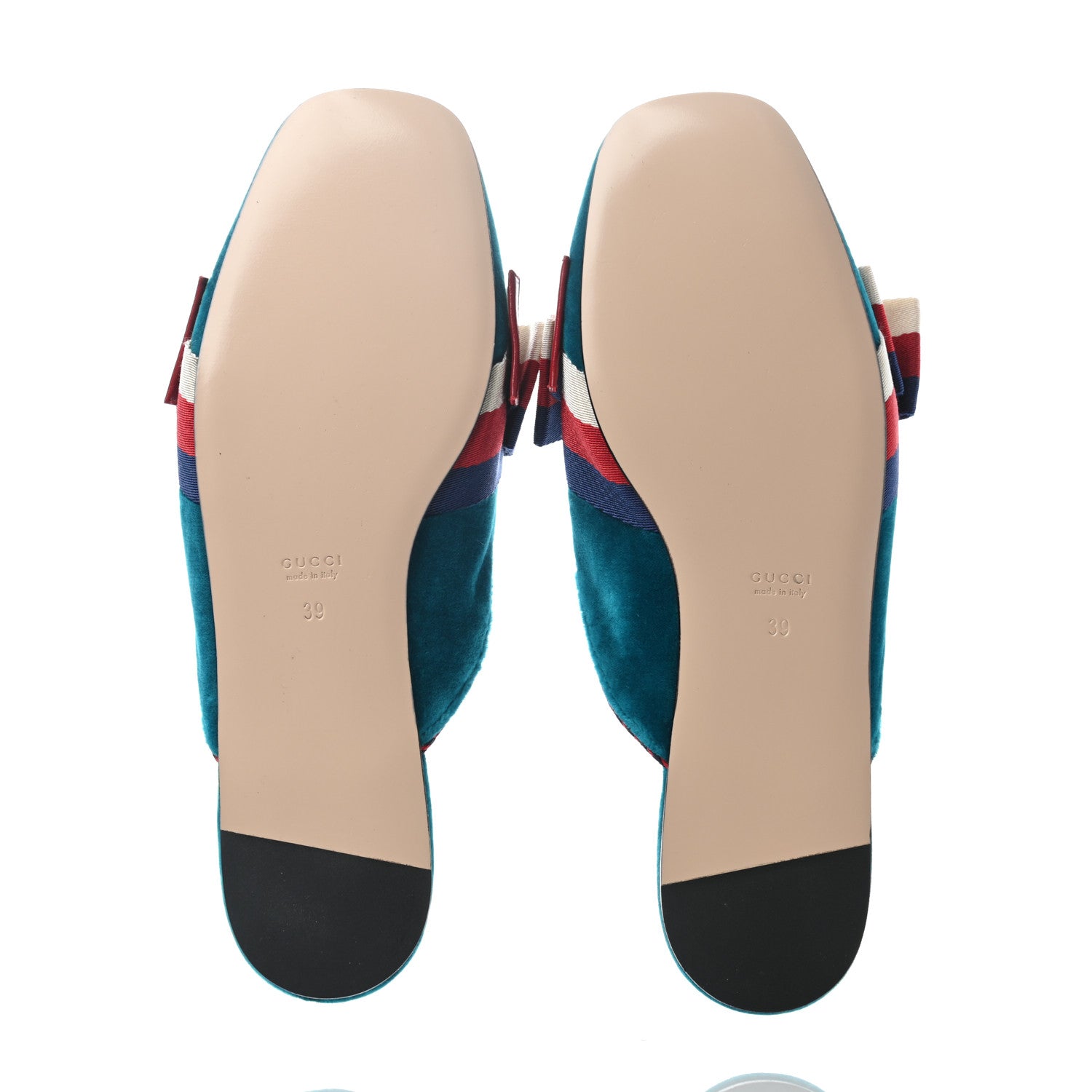 Gucci Softy Velvet Sylvie Bow Slippers 39 Pavone 4 of 5