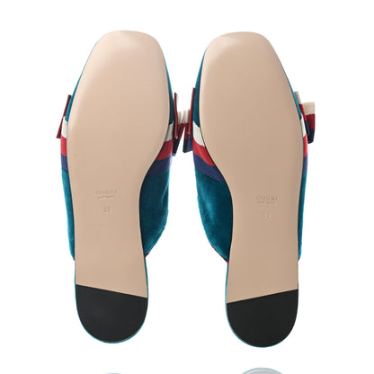 Gucci Softy Velvet Sylvie Bow Slippers 39 Pavone 4 of 5