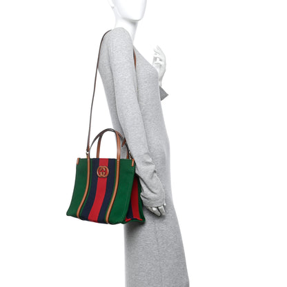 Gucci Canvas Calfskin Web Small Interlocking G Tote Bag Green Red 2 of 10
