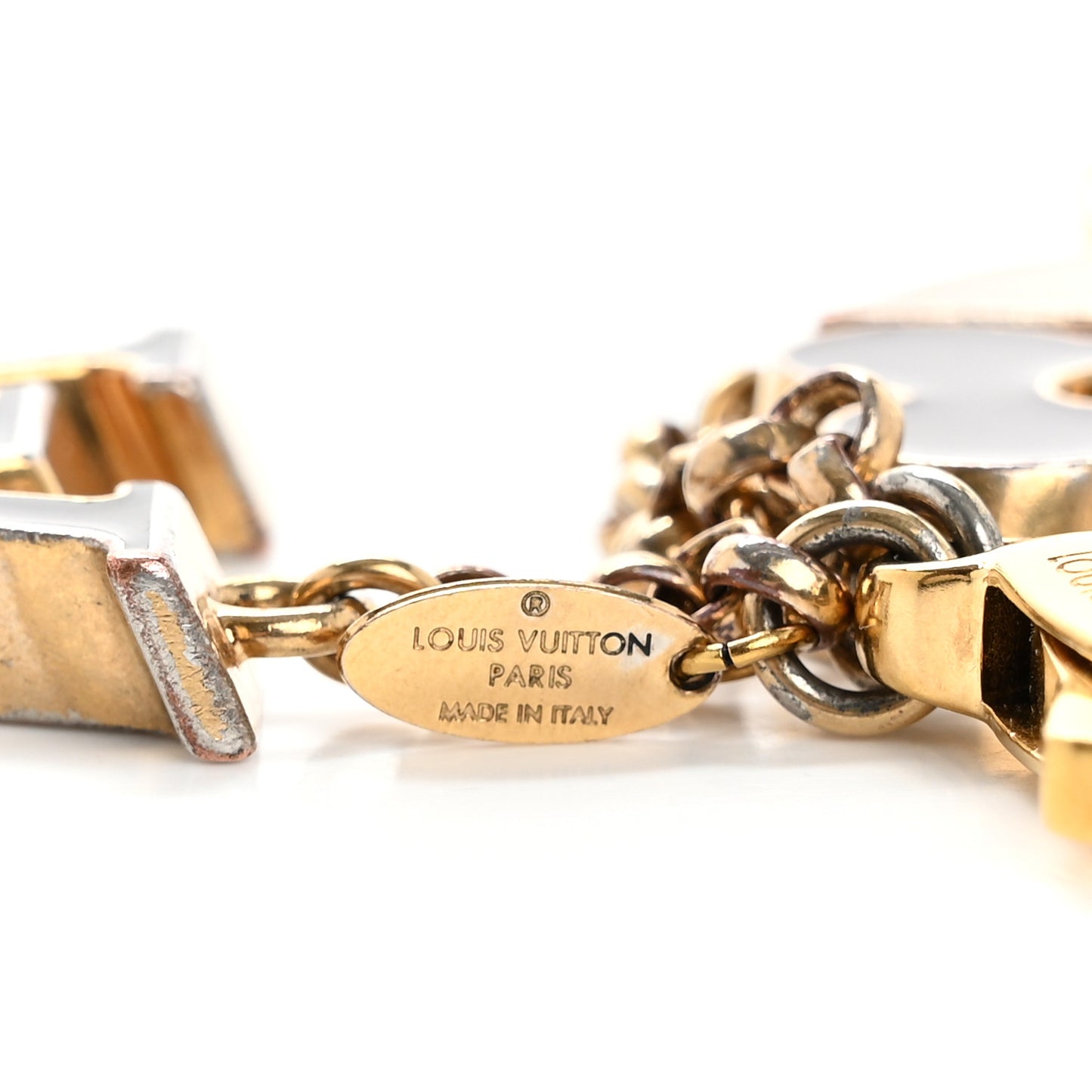 Metal Enamel Fleur De Monogram Bag Charm Dore