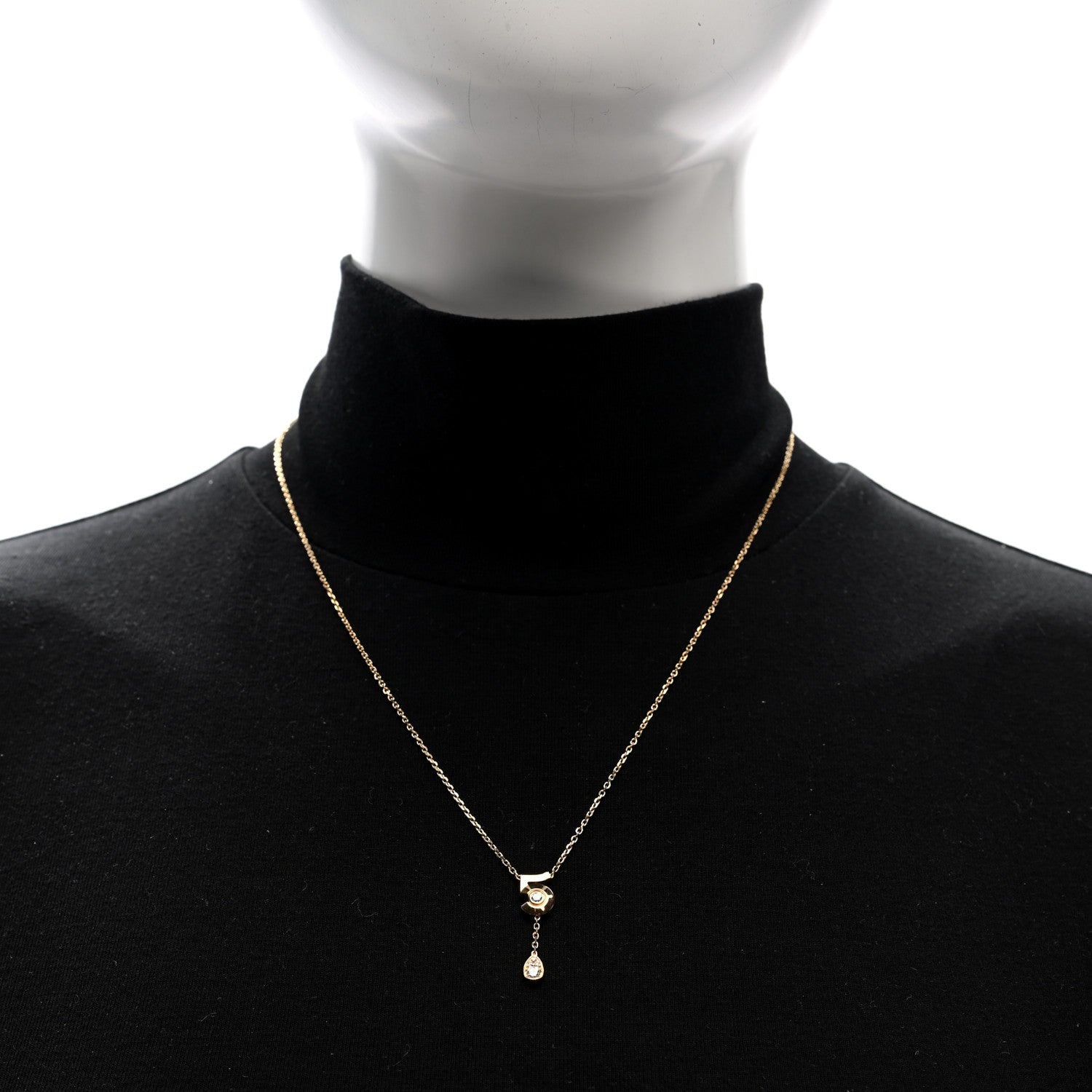 Chanel 18K Yellow Gold Diamond Eternal No 5 Necklace 2 of 5