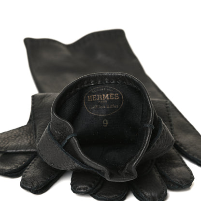 Hermes Calfskin Gloves 9 Black 3 of 4