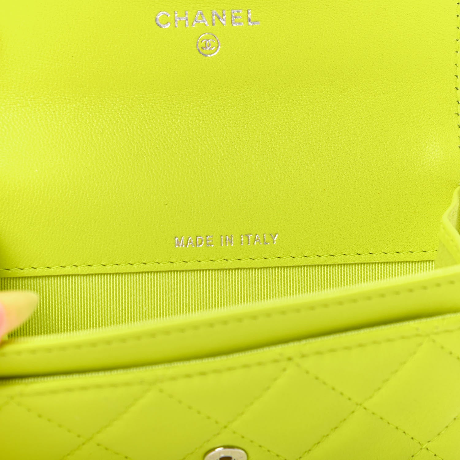 Chanel Lambskin Quilted Flap Card Holder Wallet Yellow 8 of 9