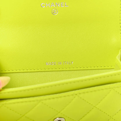Chanel Lambskin Quilted Flap Card Holder Wallet Yellow 8 of 9
