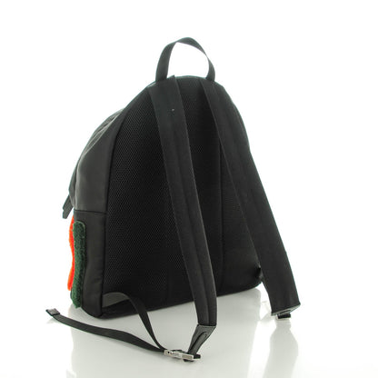 Fendi Nylon Shearling Block Letter Backpack Black 3 of 7