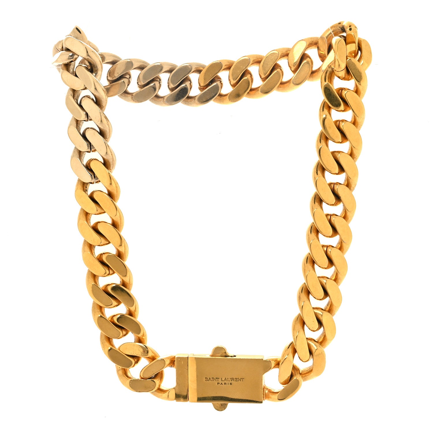 Saint Laurent Metal Curb Chain Necklace Gold 3 of 4
