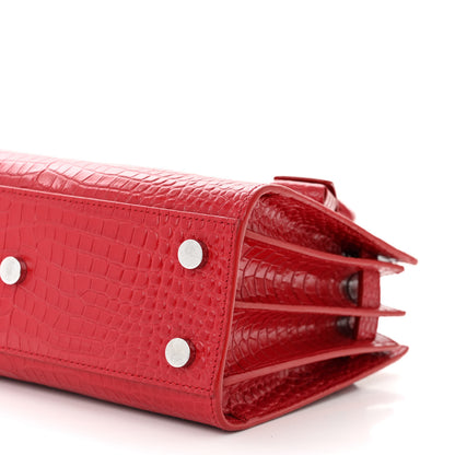 Saint Laurent Calfskin Crocodile Embossed Nano Sac De Jour Red 10 of 13
