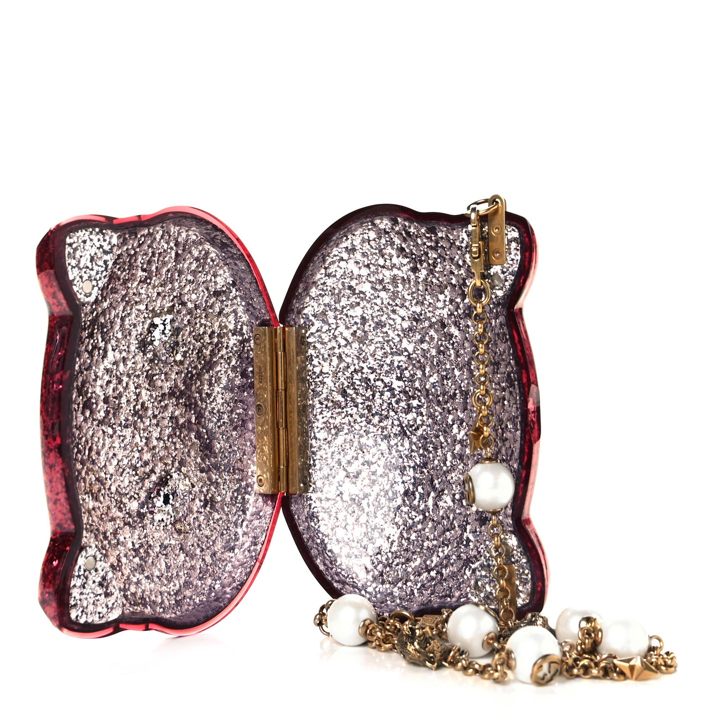 Glitter Plexiglass Kitty Clutch Red