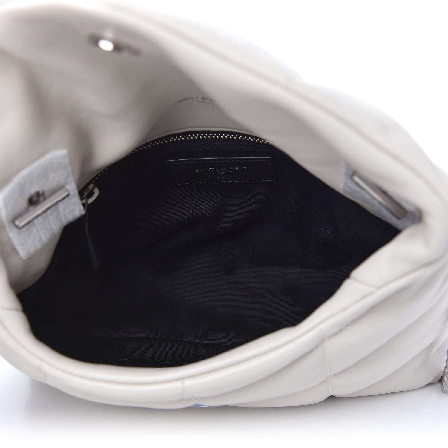 Saint Laurent Lambskin Quilted Toy Loulou Puffer Monogram Chain Satchel Crema Soft 5 of 11