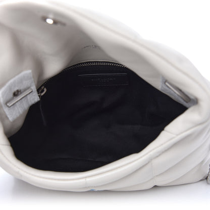 Saint Laurent Lambskin Quilted Toy Loulou Puffer Monogram Chain Satchel Crema Soft 5 of 11