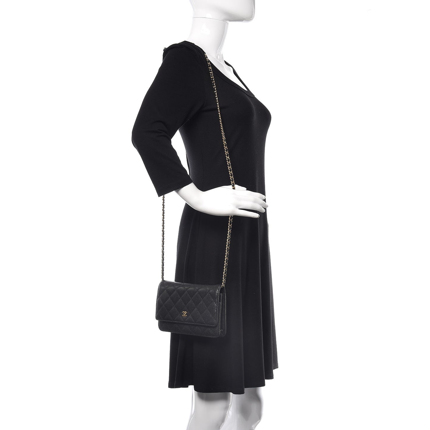 Caviar Quilted Wallet On Chain WOC Black