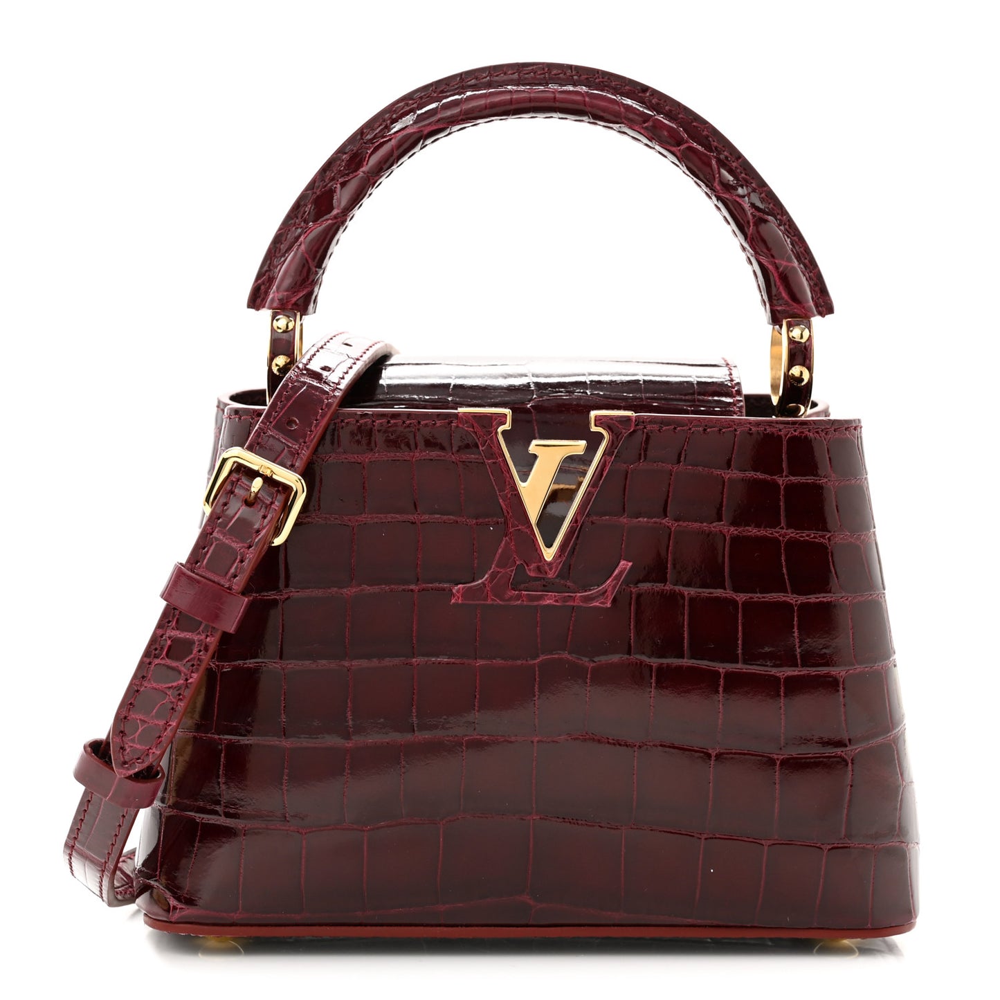 Crocodile Mini Capucines Bordeaux