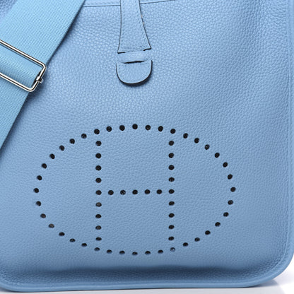 Hermes Taurillon Clemence Evelyne III PM Bleu Du Nord 10 of 10