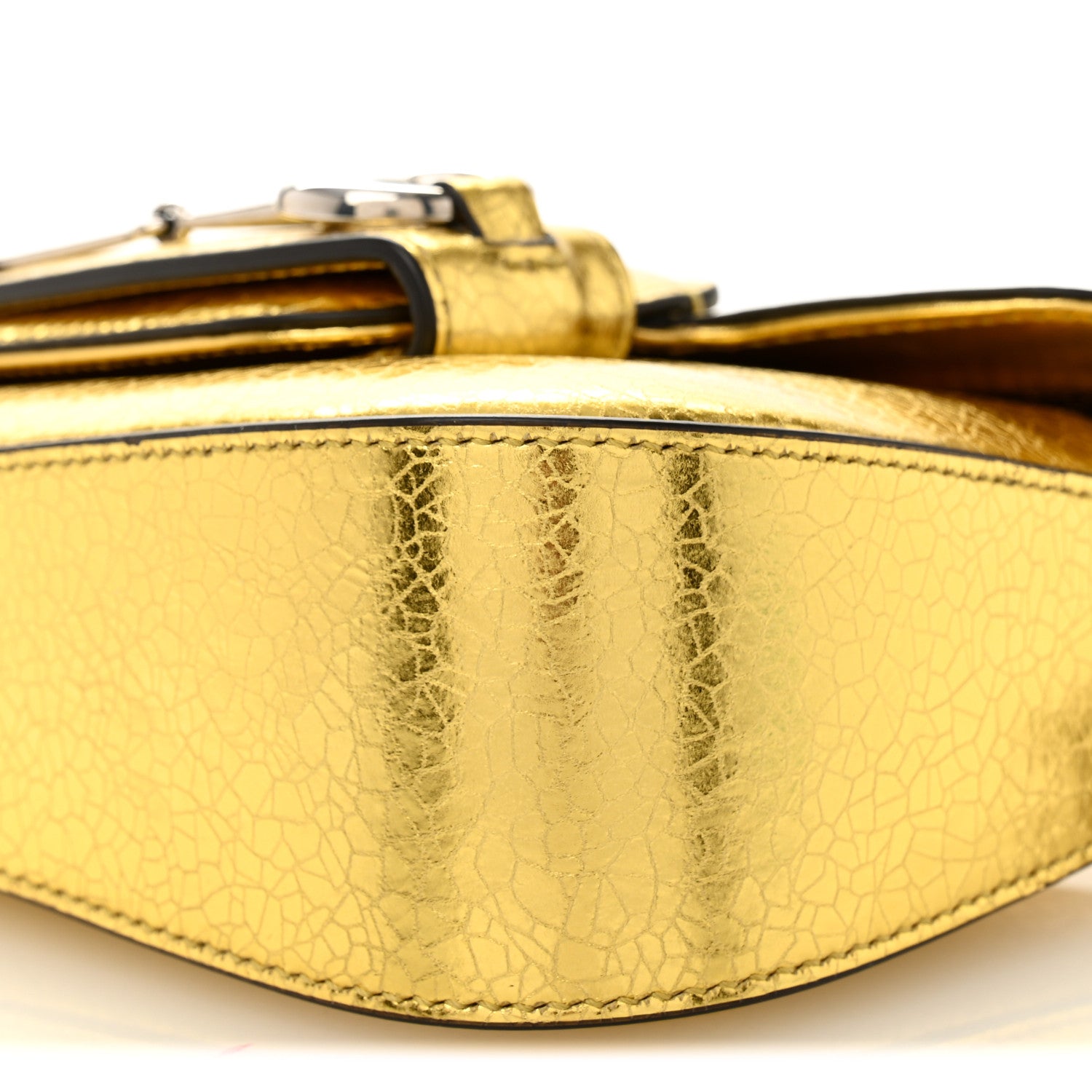 Gucci Metallic Demetra Mini Horsebit 1955 Asymmetric Shoulder Bag Gold 10 of 12