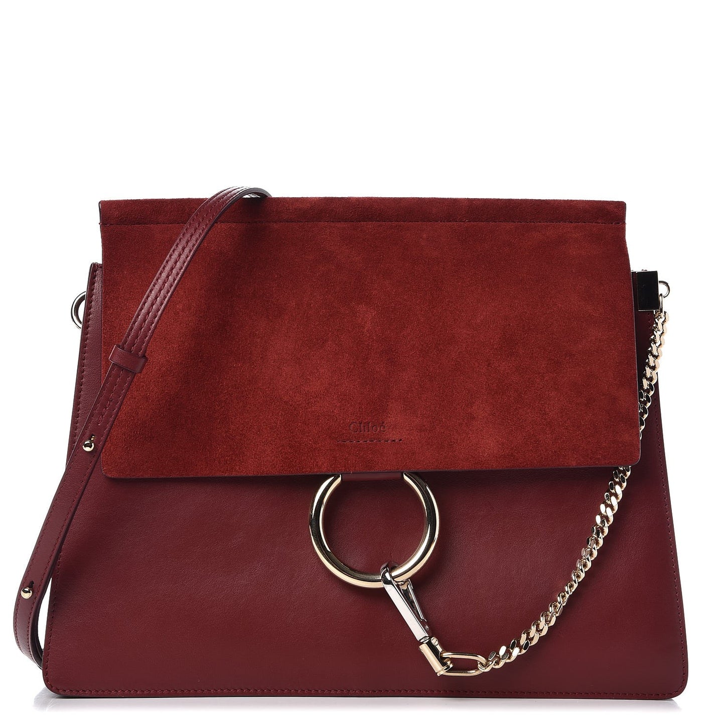 Calfskin Suede Medium Faye Shoulder Bag Plum Purple