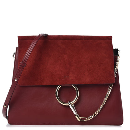 Chloe Calfskin Suede Medium Faye Shoulder Bag Plum Purple 1 of 7