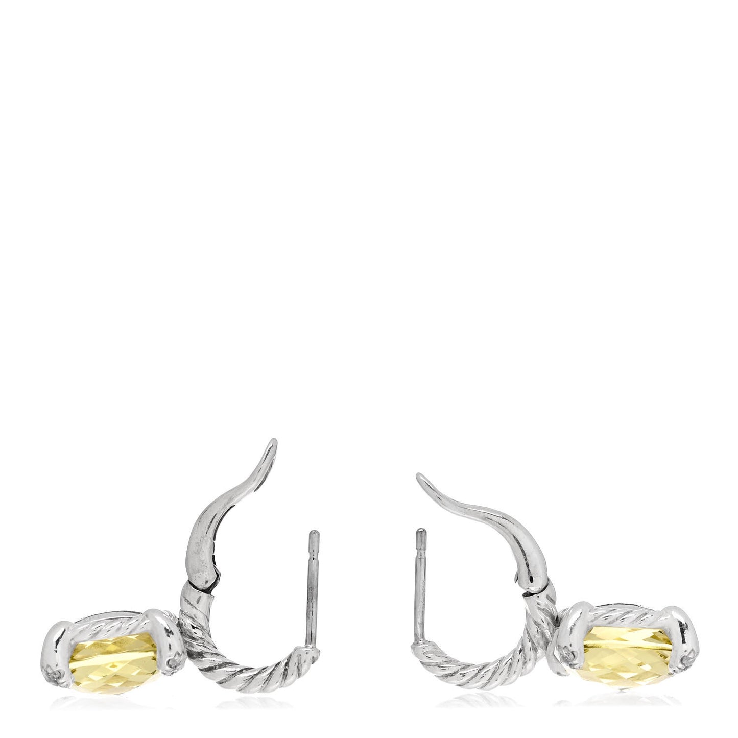 Sterling Silver Diamond Citrine Chatelaine Drop Earrings