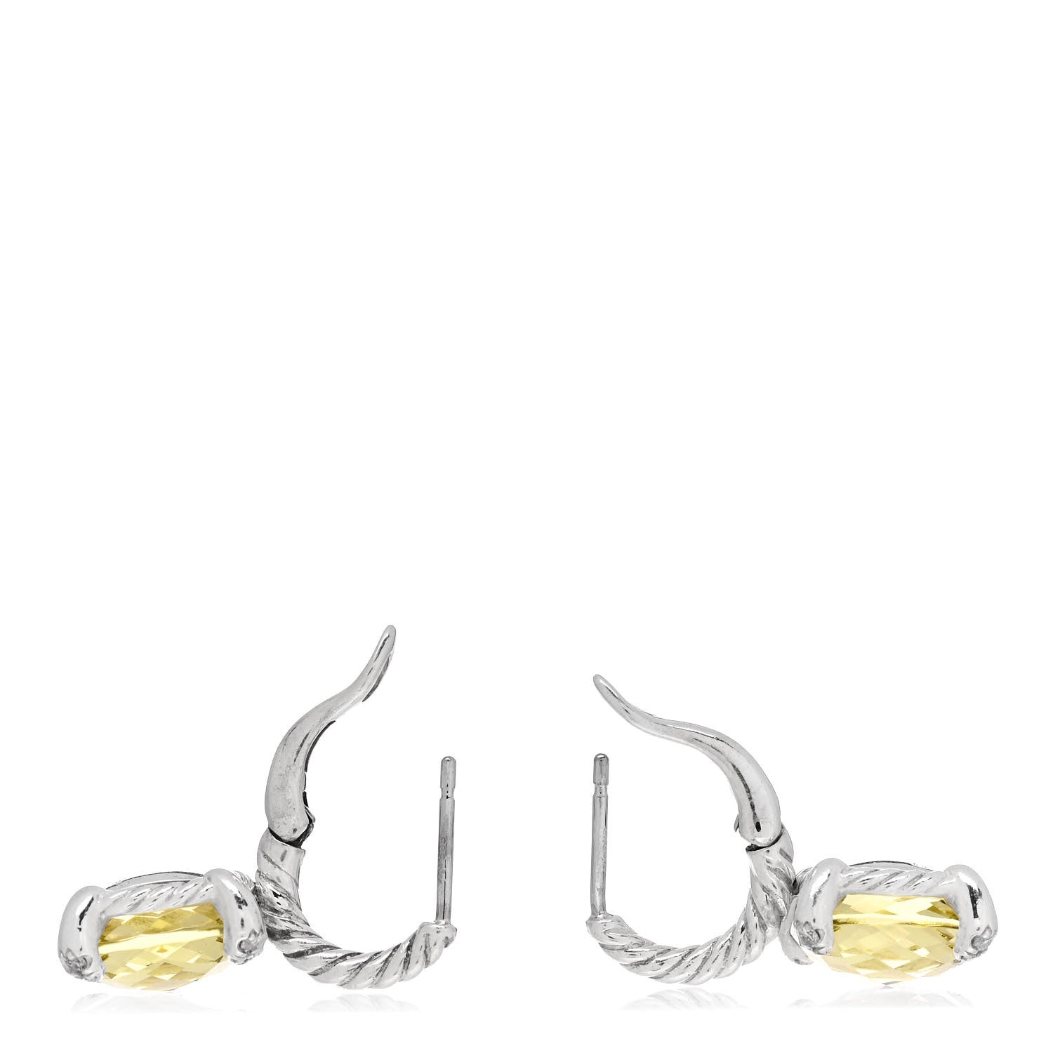 David Yurman Sterling Silver Diamond Citrine Chatelaine Drop Earrings 3 of 4