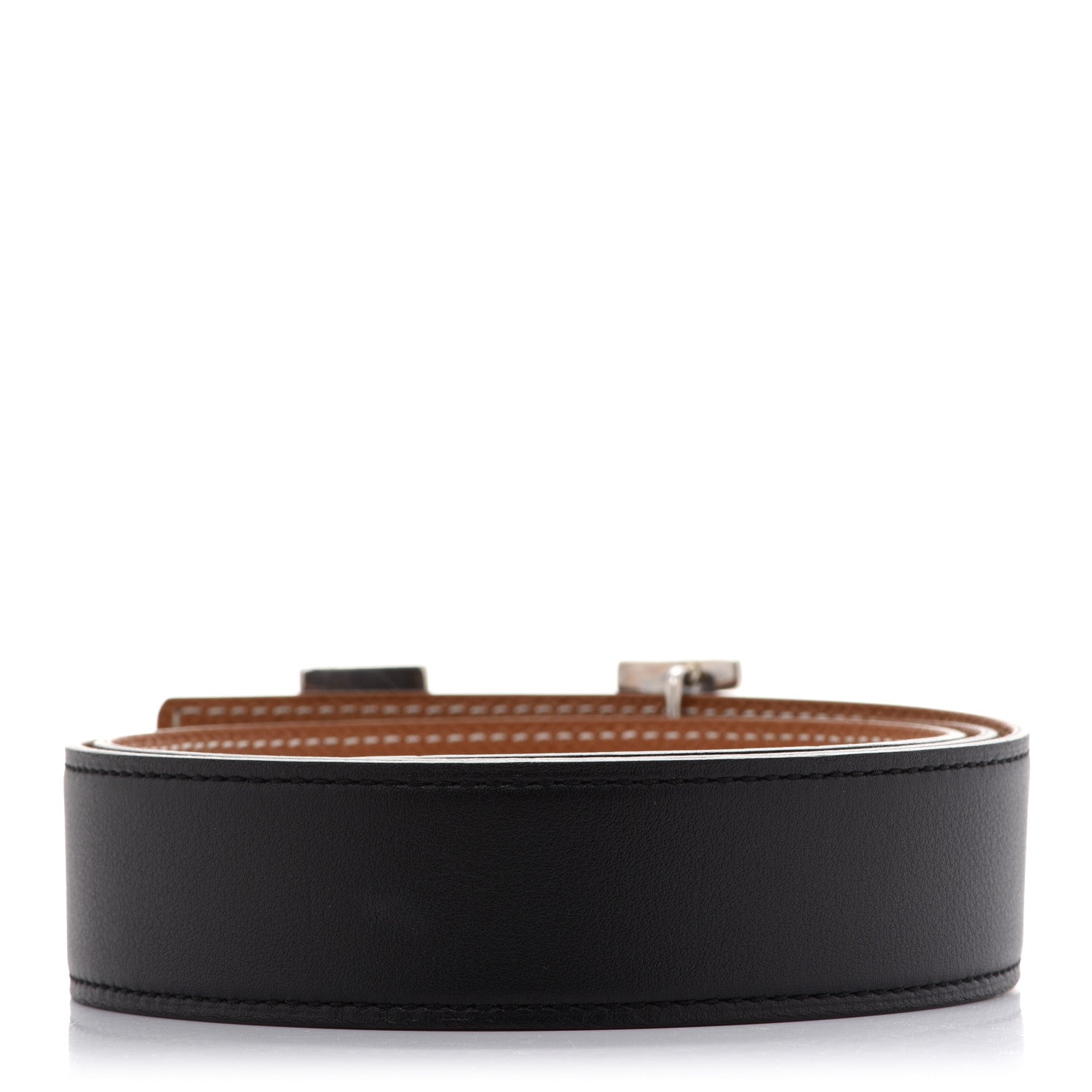 Hermes Swift Epsom Sterling Silver Touareg 32mm H Belt 85 Black Gold 2 of 10