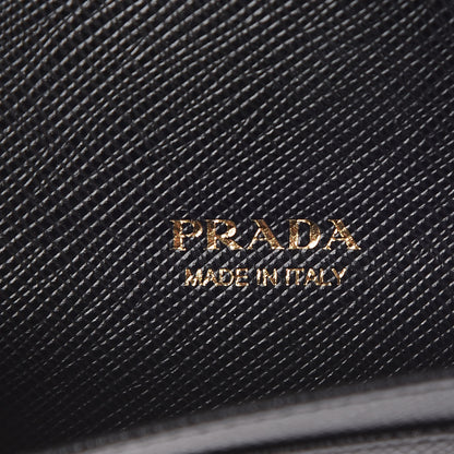 Prada Saffiano Metal Bi-Fold Card Holder Wallet Black 6 of 8