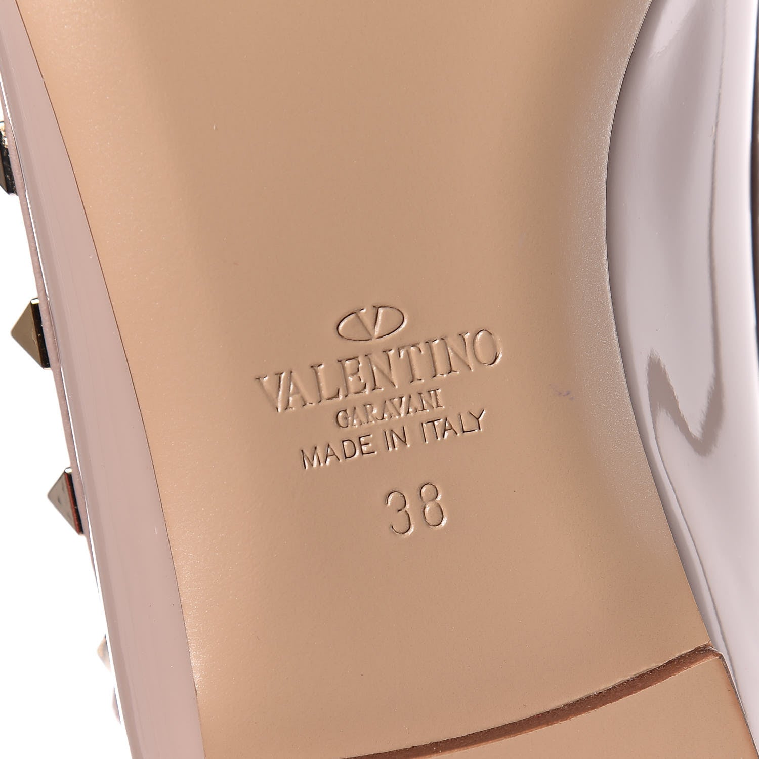 Valentino Garavani Patent Rockstud Cage Ballerina Flats 38 Poudre 6 of 9