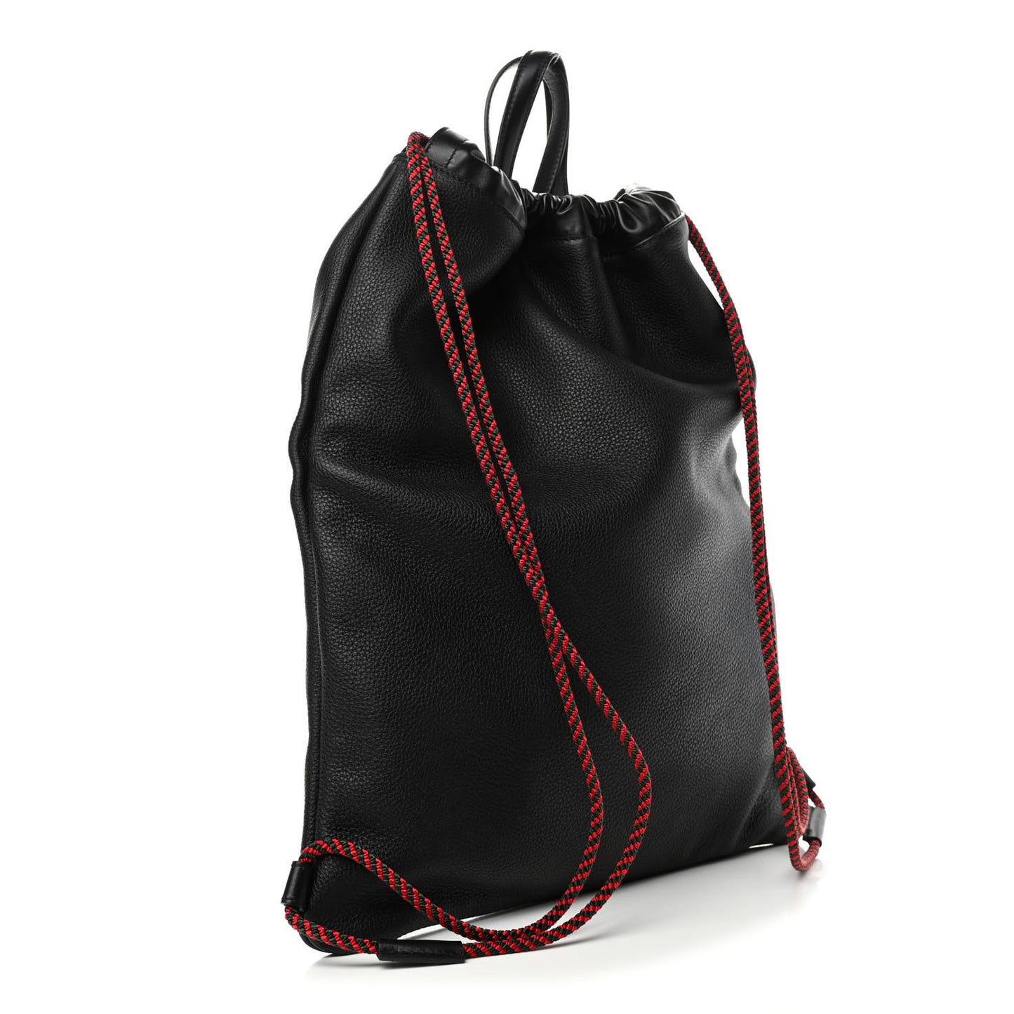 Calfskin Logo Drawstring Backpack Black