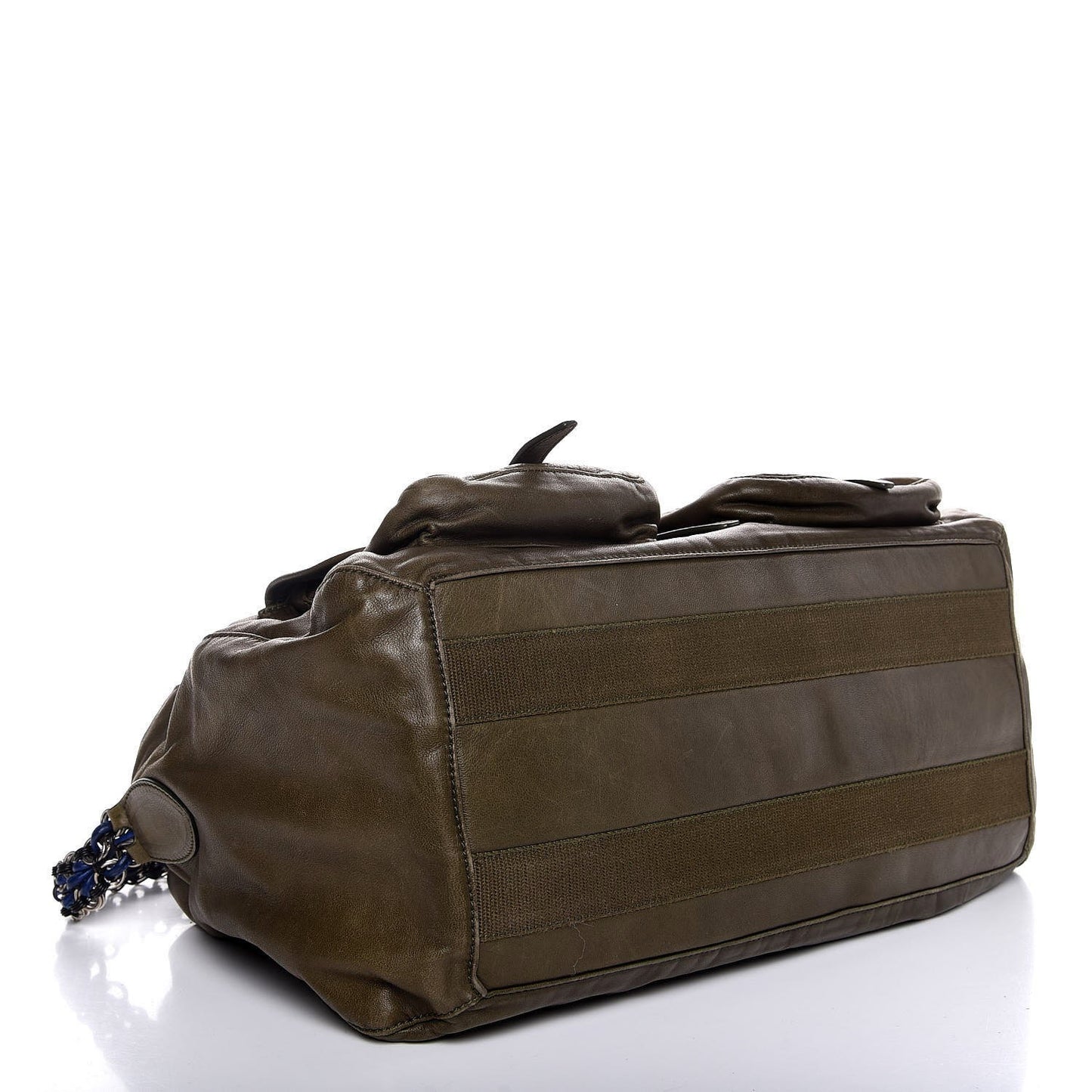 Agneau Large Chain Multipocket Shoulder Bag Green