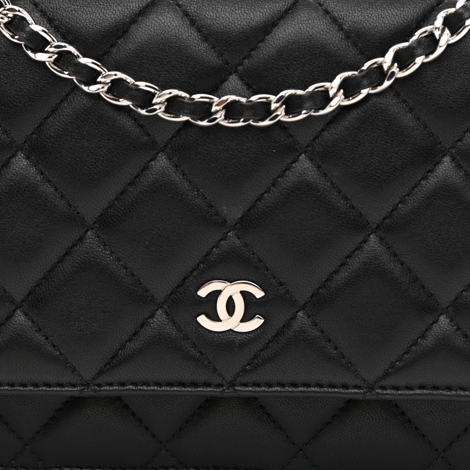 Chanel Lambskin Quilted Wallet On Chain WOC Black 16 of 23