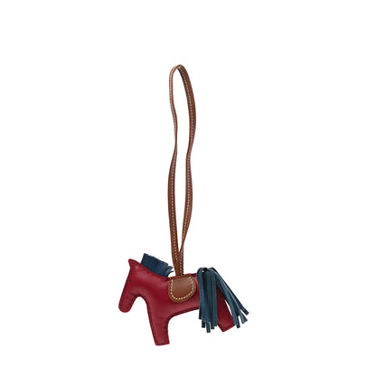 Hermes Milo Lambskin Grigri Rodeo Horse Bag Charm PM Rubis Bleu De Malte Fauve 1 of 4