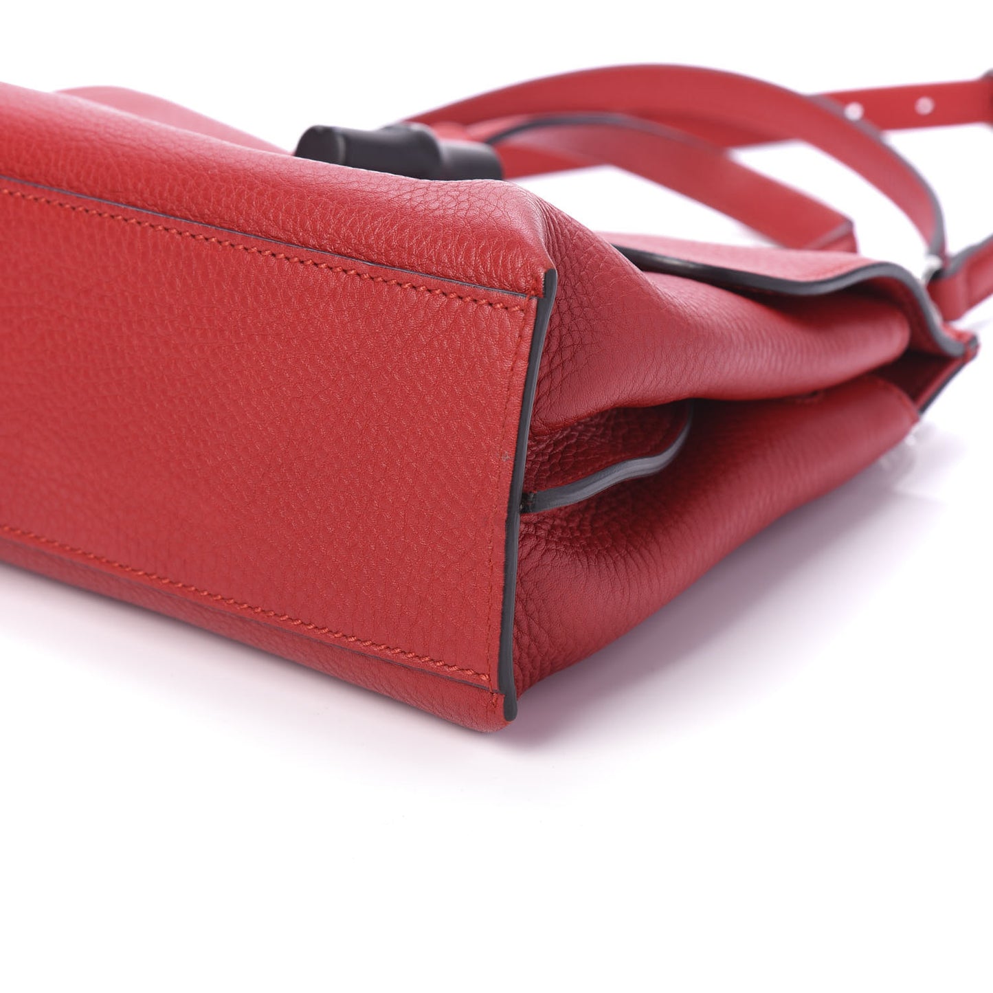 Cellarius Calfskin Small Bamboo Daily Top Handle Bag Hibiscus Red
