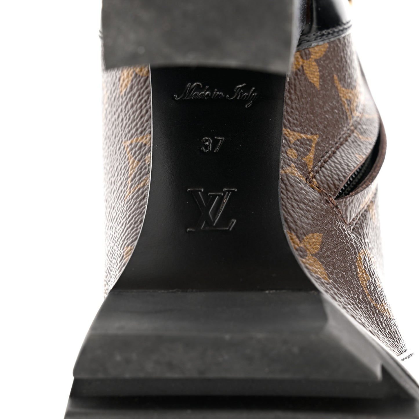 Patent Calfskin Monogram Star Trail Ankle Boots 37 Black