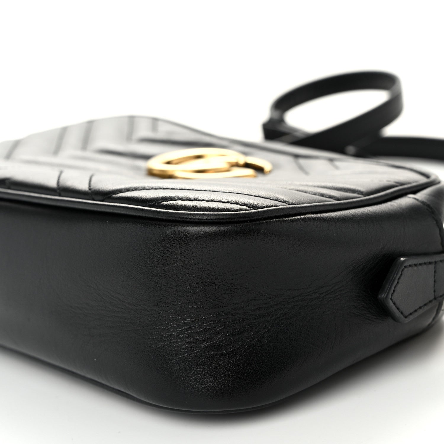 Gucci Calfskin Matelasse Small GG Marmont Chain Shoulder Bag Black 10 of 11