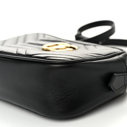 Gucci Calfskin Matelasse Small GG Marmont Chain Shoulder Bag Black 10 of 11