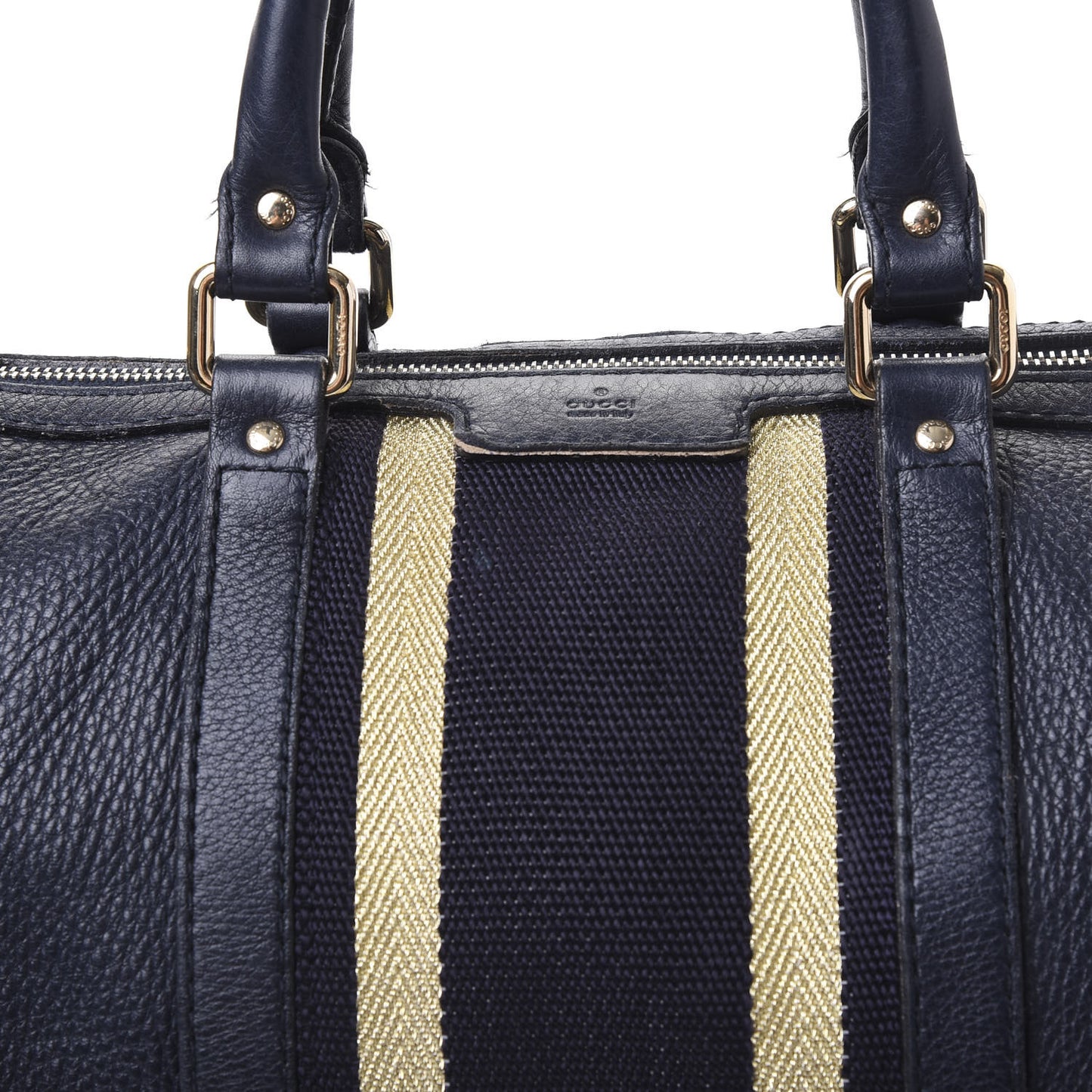 Calfskin Vintage Web Medium Boston Navy