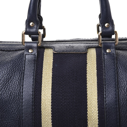 Gucci Calfskin Vintage Web Medium Boston Navy 12 of 16