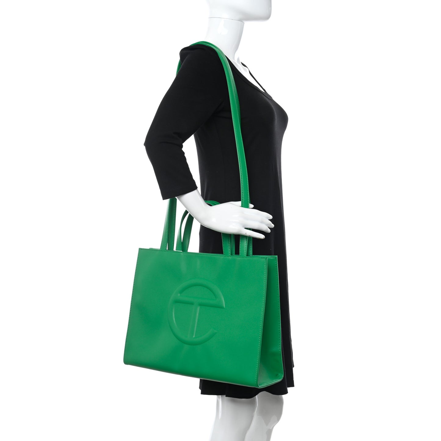Vegan Leather Medium Shopping Bag Greenscreen