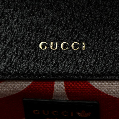 Gucci X ADIDAS Textured Dollar Calfskin Web Small Trefoil Horsebit 1955 Shoulder Bag Black Off White 6 of 10