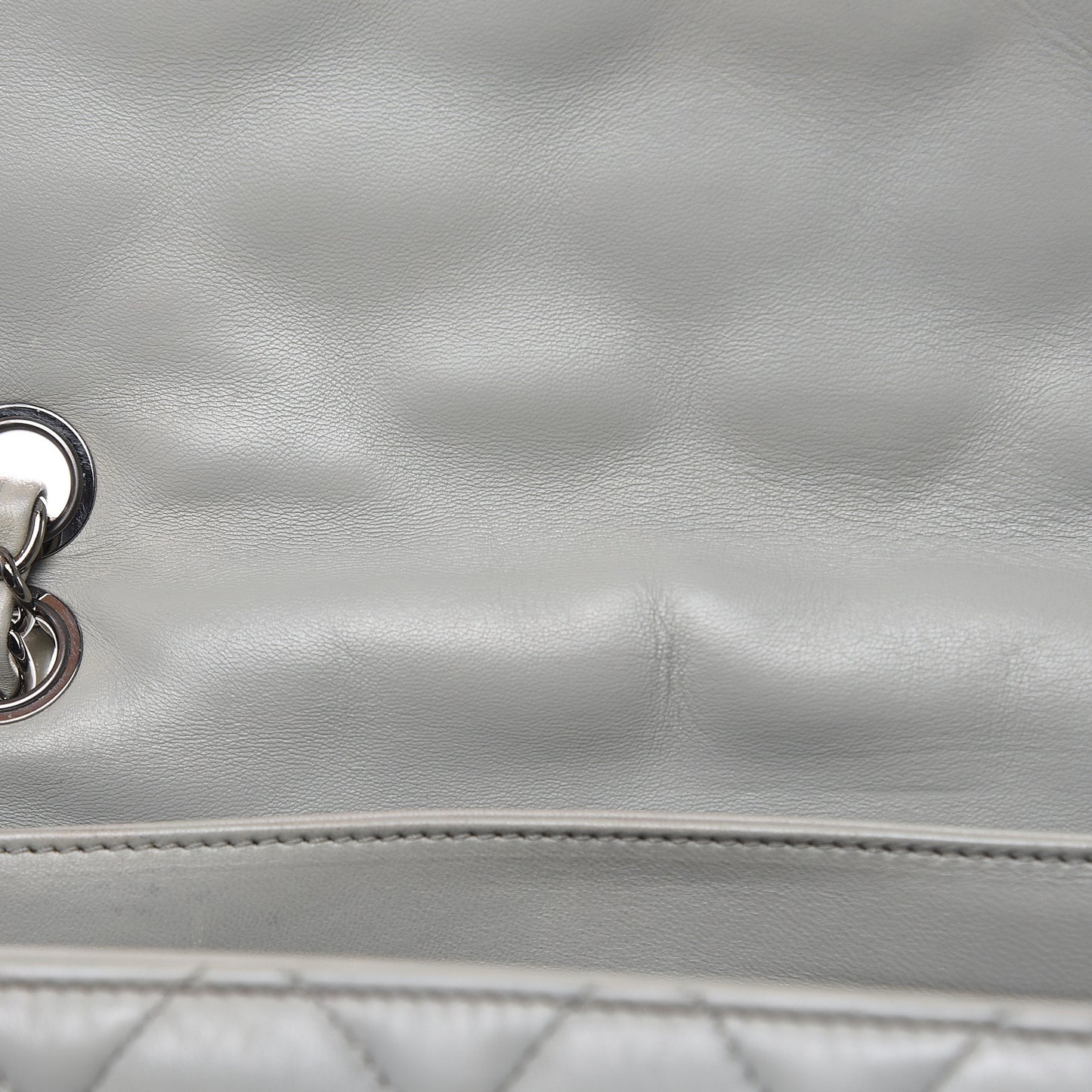Lambskin Quilted Large 3 Flap Bag Grey