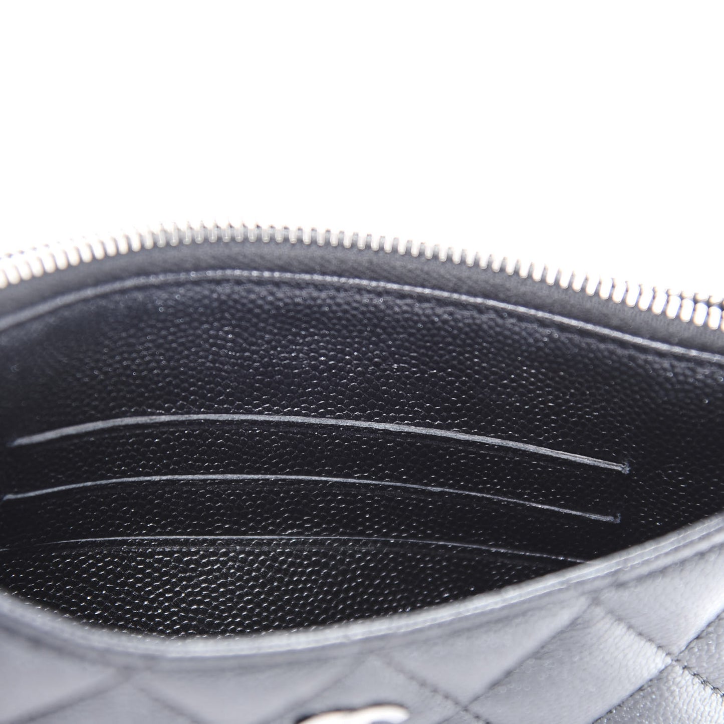 Iridescent Caviar Quilted Classic Zip Pouch Black
