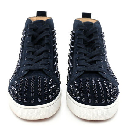Christian Louboutin Veau Velours Mens Louis Spikes Flat Sneakers 42 Marine 2 of 10