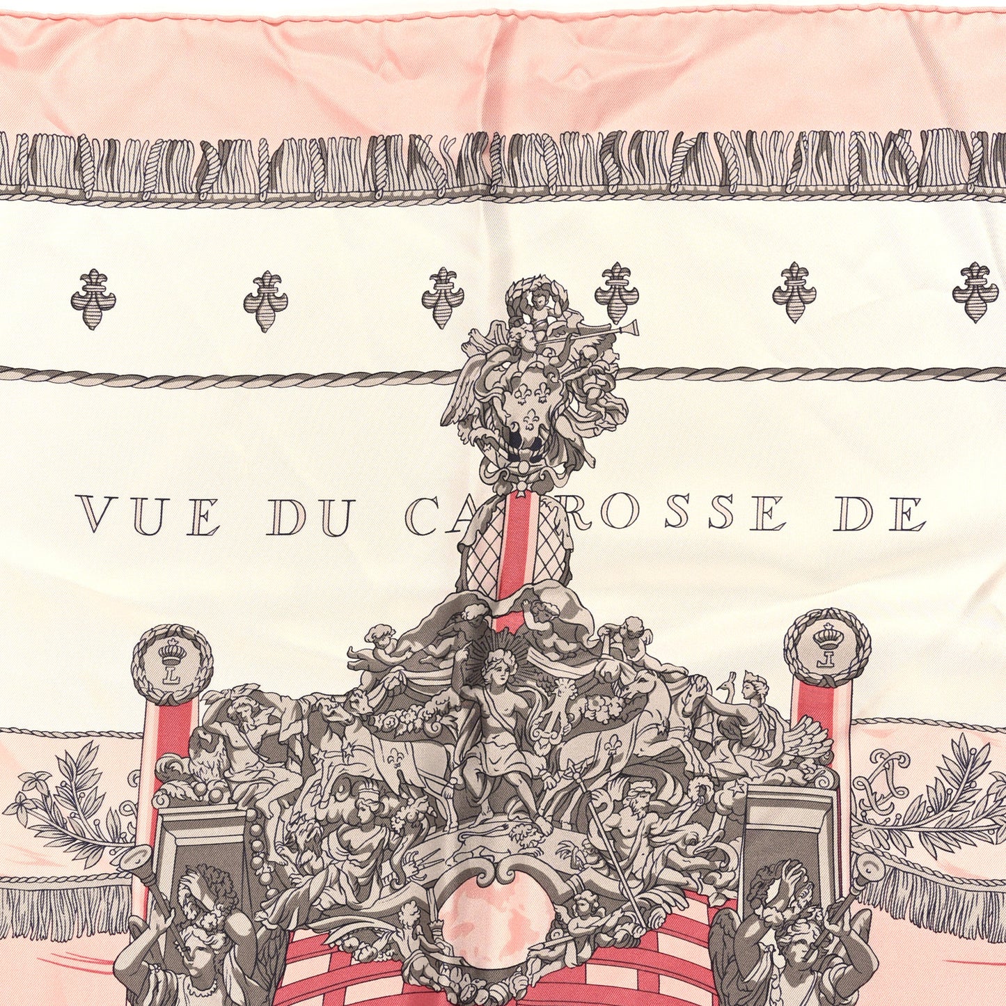 Silk Vue Du Carosse De La Galere La Reale Scarf 90 Rose White Gris
