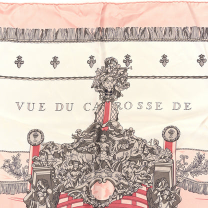 Hermes Silk Vue Du Carosse De La Galere La Reale Scarf 90 Rose White Gris 5 of 6