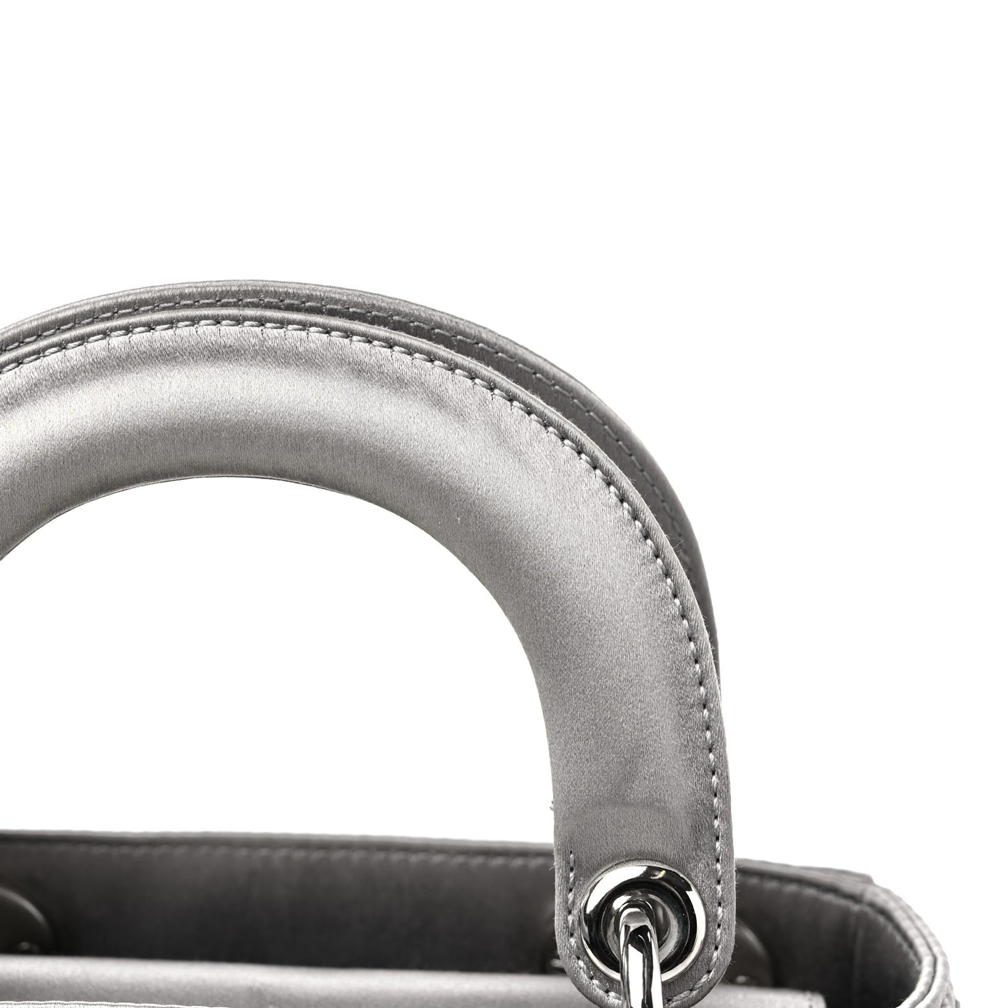 Satin Crystal Cannage Mini Lady Dior Gray