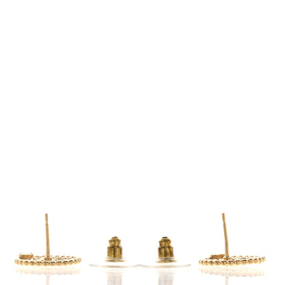 Chanel Metal Bead Round CC Stud Earrings Gold 4 of 4