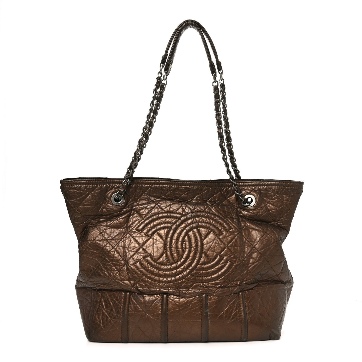 Metallic Aged Calfskin Large Shopping In Moscow Tote Bronze