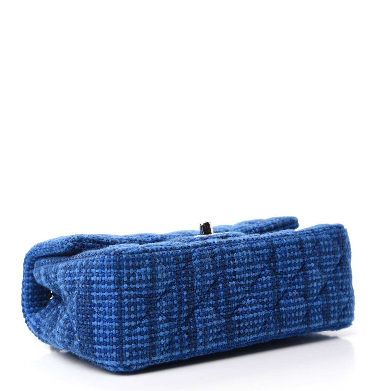 Chanel Tweed Quilted Mini Rectangular Flap Navy Blue 4 of 11