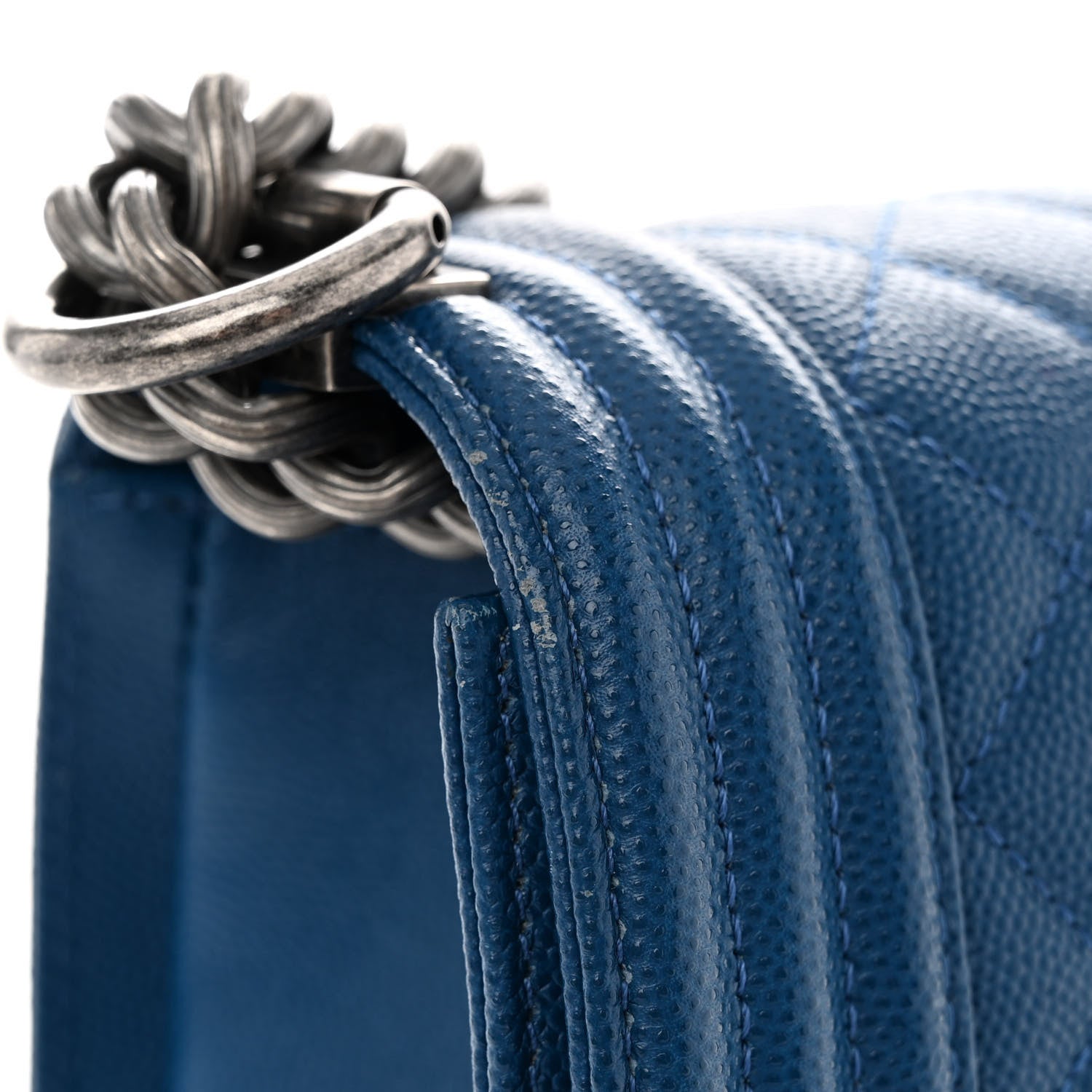 Chanel Caviar Quilted Medium Boy Flap Blue 11 of 12