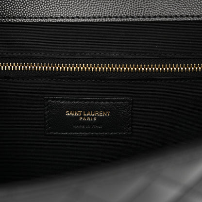 Saint Laurent Grain De Poudre Textured Mixed Matelasse Large Triquilt Monogram Satchel Black 7 of 11