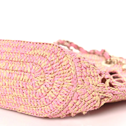 Chanel Raffia Effect Braided Small Shopping Bag Beige Pink 10 of 11