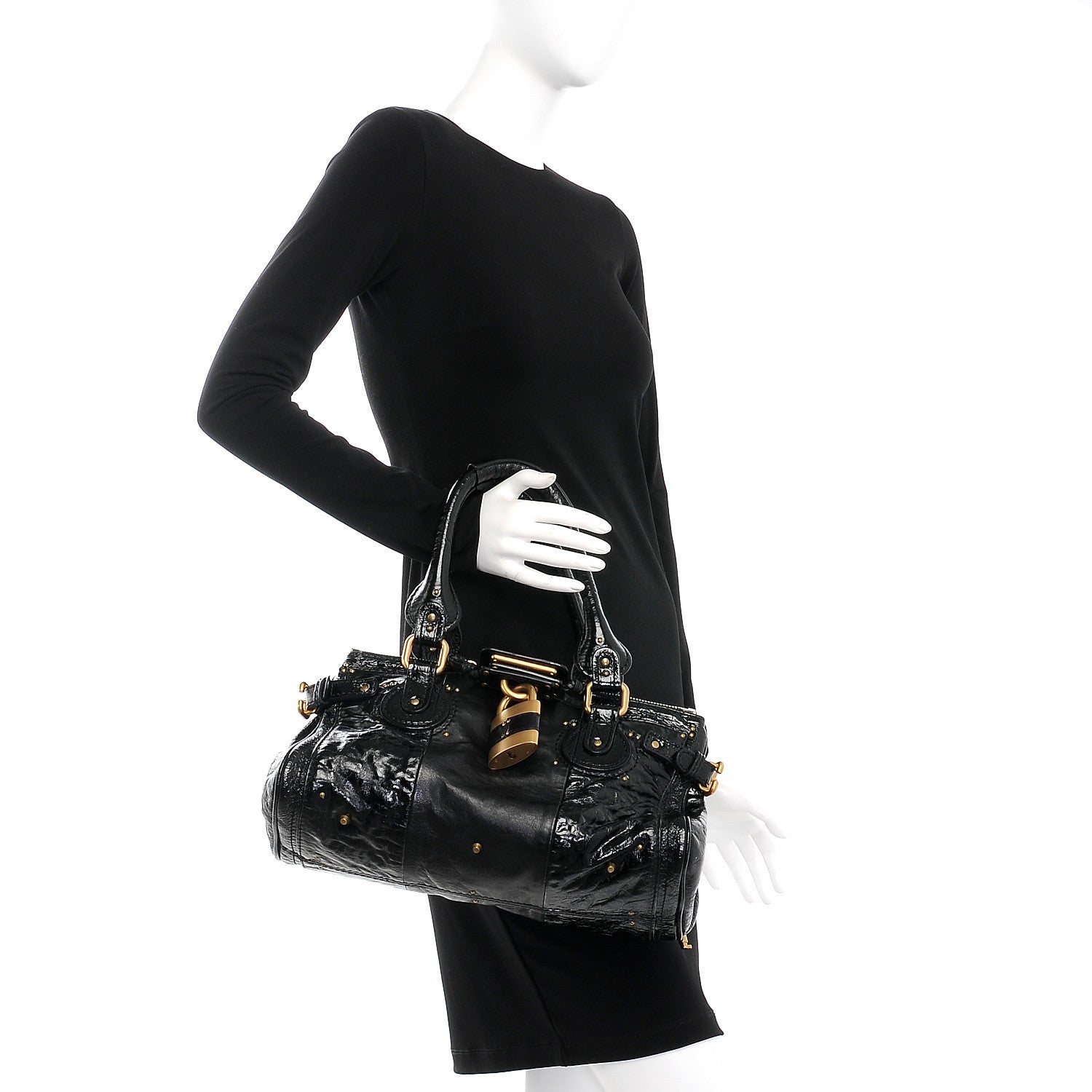 Chloe Patent Lambskin Medium Paddington Satchel Black 2 of 7